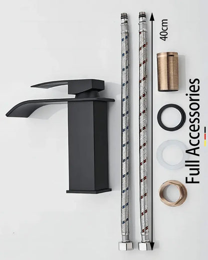 SaniSupreme Bari wastafelkraan opbouw laag model brede uitloop mat zwart