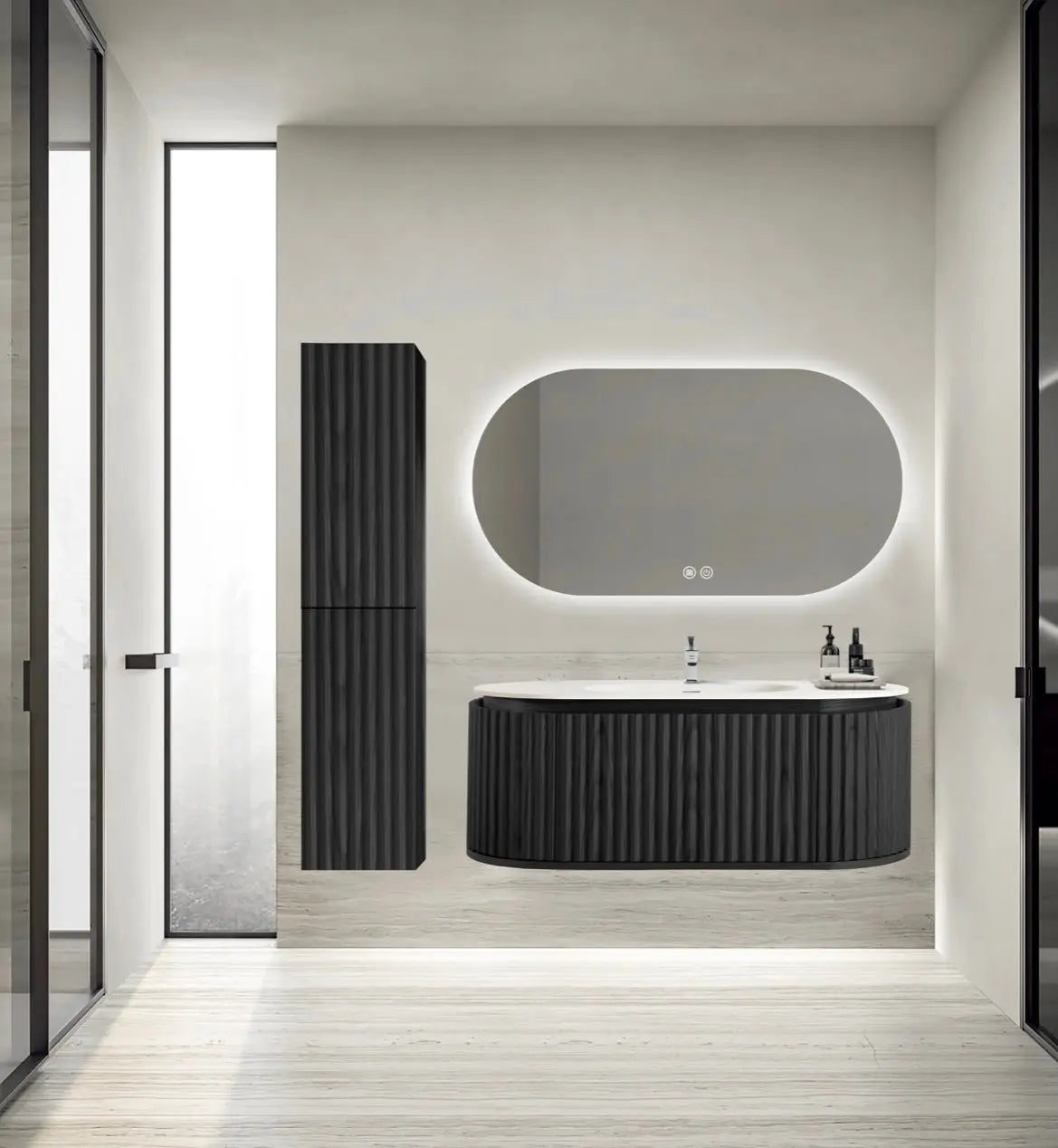 Sanisupreme Begonia Kolomkast Zwart Eiken 35X160X35 cm