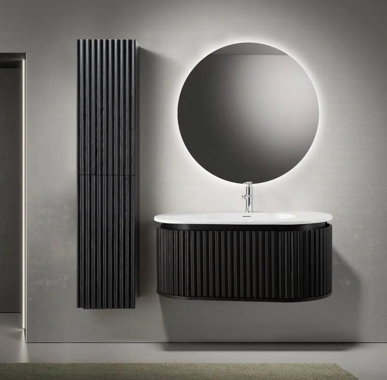 Sanisupreme Begonia Kolomkast Zwart Eiken 35X160X35 cm