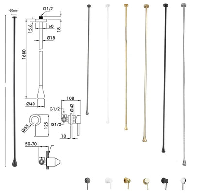 Sanisupreme Biarritz Classico Premium Wastafelkraan zwevend plafond - inbouw met wandbediening mat zwart
