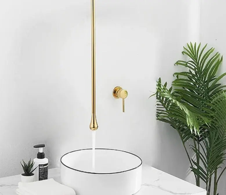 Sanisupreme Biarritz Classico Premium Wastafelkraan zwevend plafond - inbouw met wandbediening mat zwart