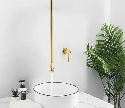 Sanisupreme Biarritz Classico Premium Wastafelkraan zwevend plafond - inbouw met wandbediening mat zwart