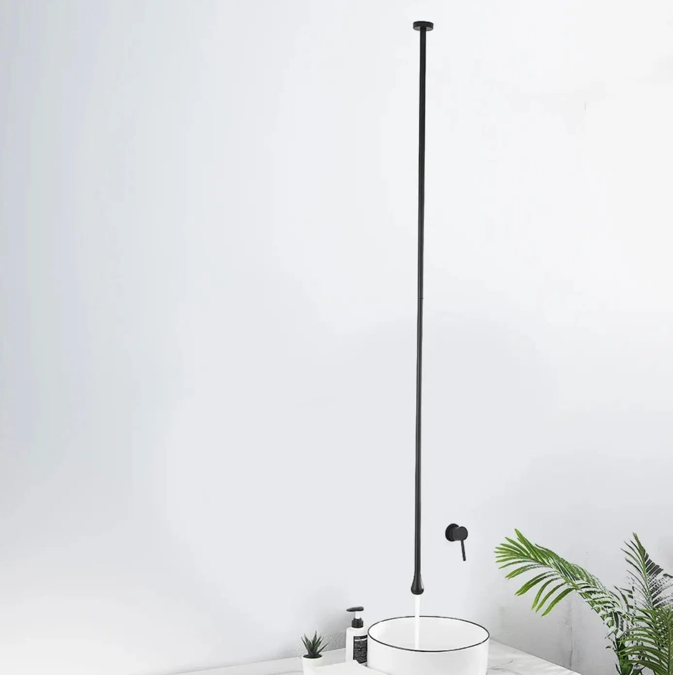 Sanisupreme Biarritz Classico Premium Wastafelkraan zwevend plafond - inbouw met wandbediening mat zwart