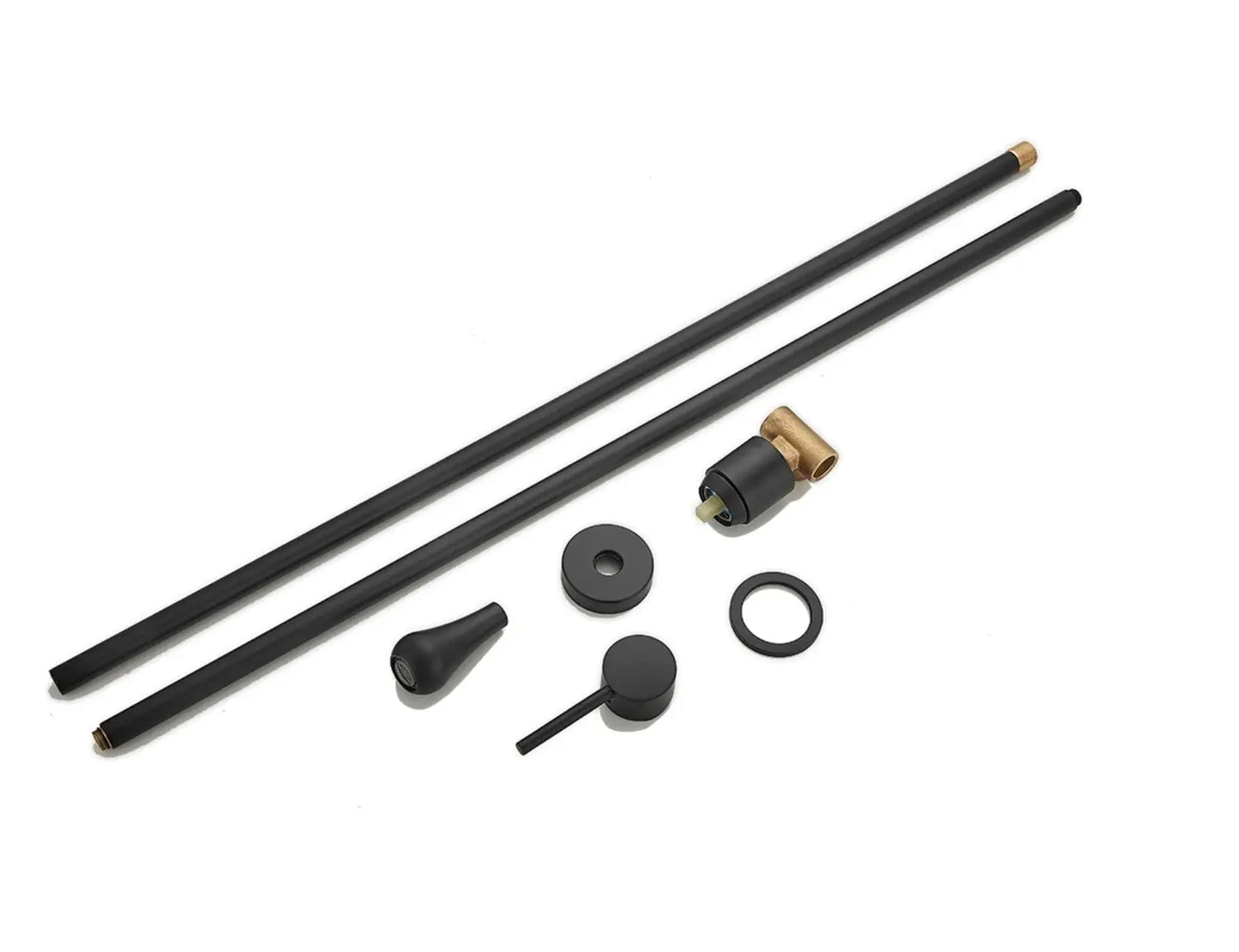 Sanisupreme Biarritz Classico Premium Wastafelkraan zwevend plafond - inbouw met wandbediening mat zwart