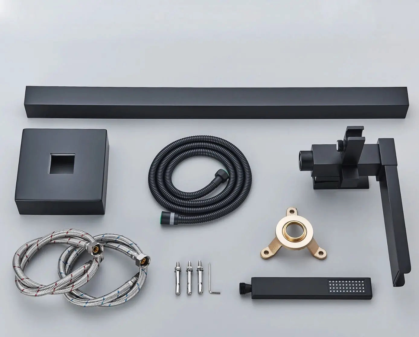 SaniSupreme® BlackLine Badkraan Bern vrijstaand model met handdouche mat zwart