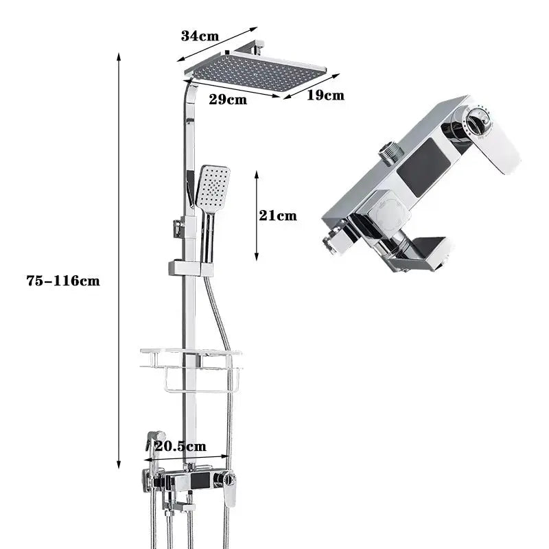 SaniSupreme Bolzano LCD Thermostatisch opbouw doucheset 19 x 29 cm. regendouche chroom glans