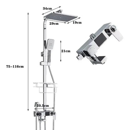 SaniSupreme Bolzano LCD Thermostatisch opbouw doucheset 19 x 29 cm. regendouche chroom glans