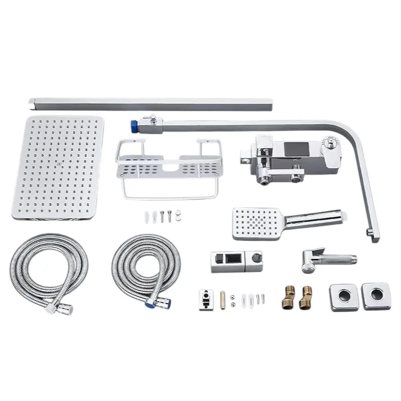 SaniSupreme Bolzano LCD Thermostatisch opbouw doucheset 19 x 29 cm. regendouche chroom glans