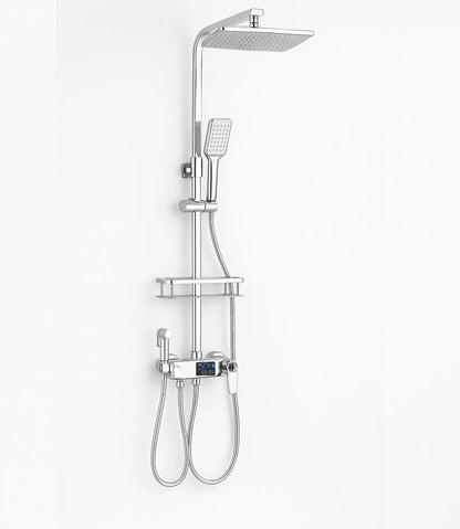 SaniSupreme Bolzano LCD Thermostatisch opbouw doucheset 19 x 29 cm. regendouche chroom glans