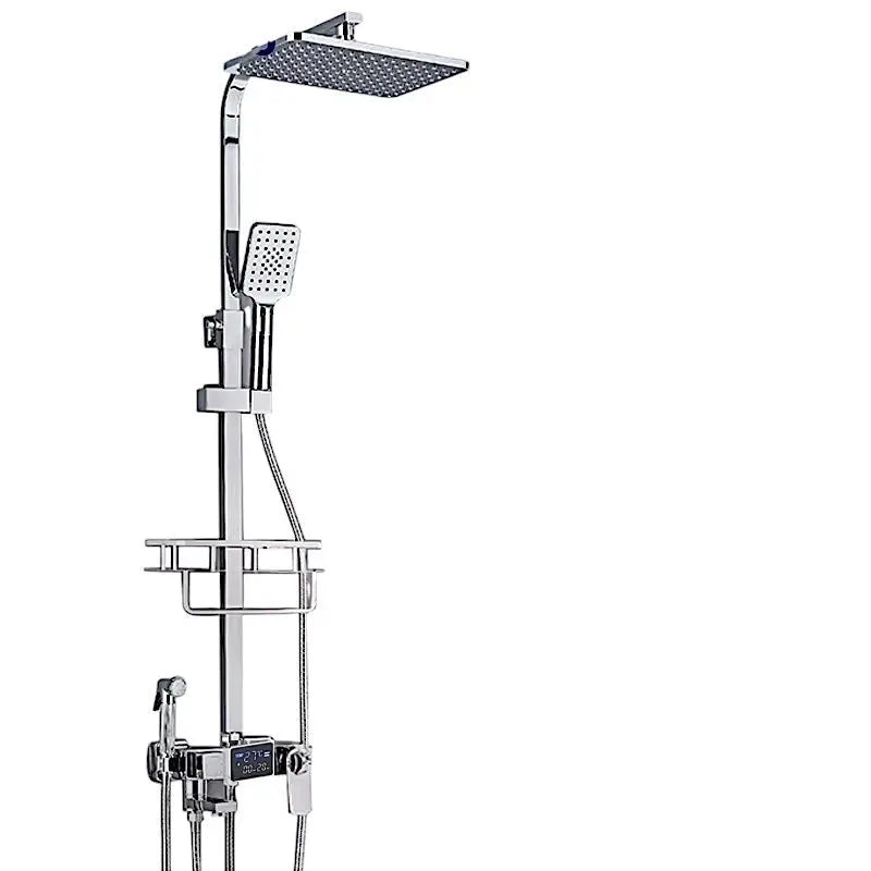 SaniSupreme Bolzano LCD Thermostatisch opbouw doucheset 19 x 29 cm. regendouche chroom glans