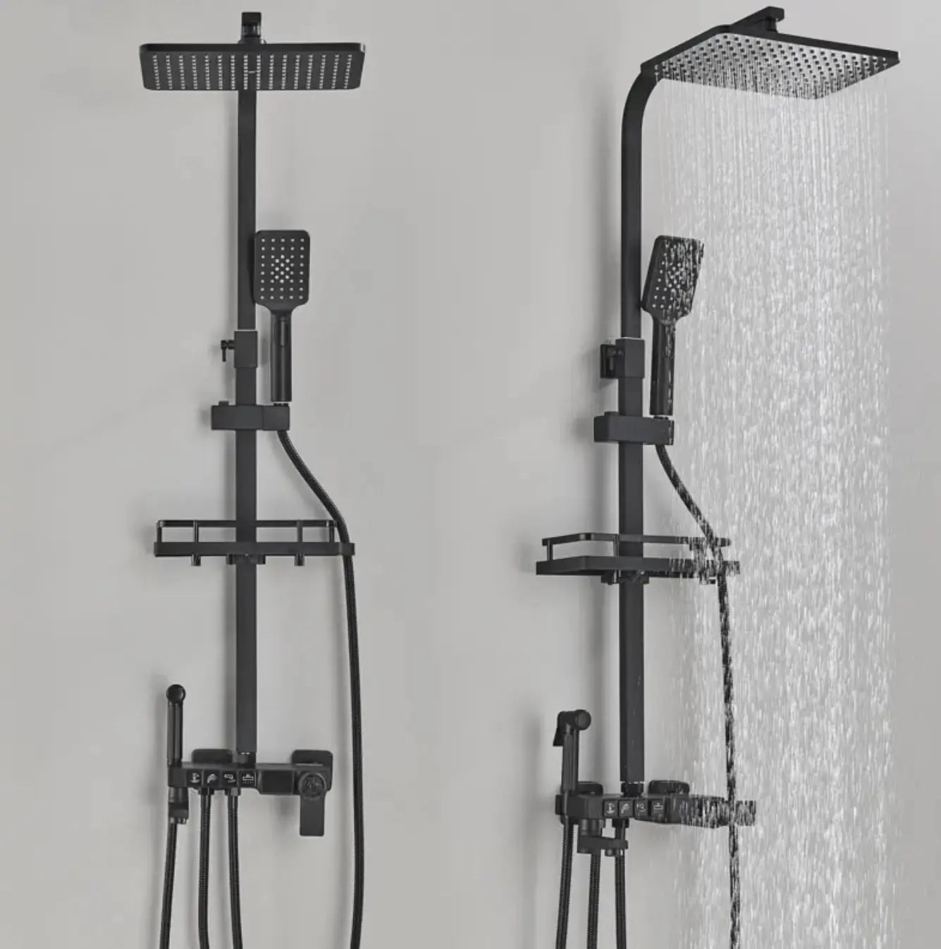 SaniSupreme Bolzano LCD Thermostatisch opbouw doucheset 19 x 29 cm. regendouche mat zwart