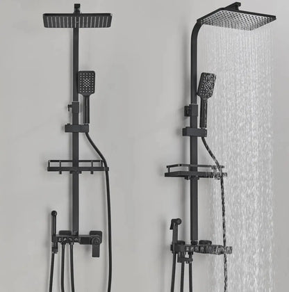 SaniSupreme Bolzano LCD Thermostatisch opbouw doucheset 19 x 29 cm. regendouche mat zwart