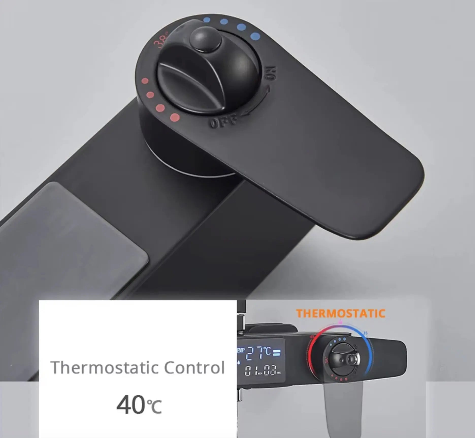 SaniSupreme Bolzano LCD Thermostatisch opbouw doucheset 19 x 29 cm. regendouche mat zwart