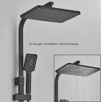 SaniSupreme Bolzano LCD Thermostatisch opbouw doucheset 19 x 29 cm. regendouche mat zwart