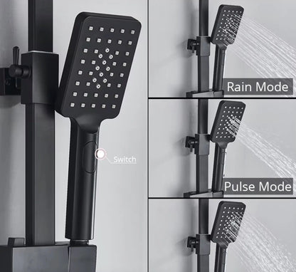 SaniSupreme Bolzano LCD Thermostatisch opbouw doucheset 19 x 29 cm. regendouche mat zwart