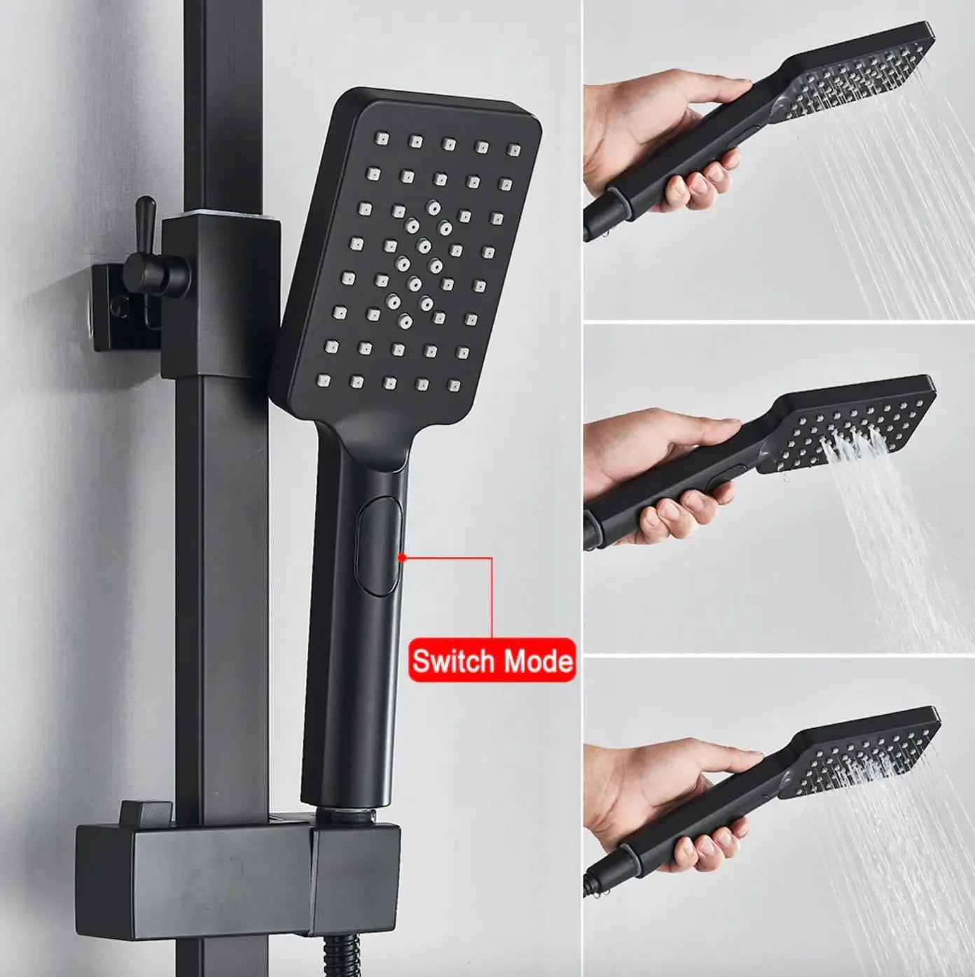 SaniSupreme Bolzano LCD Thermostatisch opbouw doucheset 19 x 29 cm. regendouche mat zwart