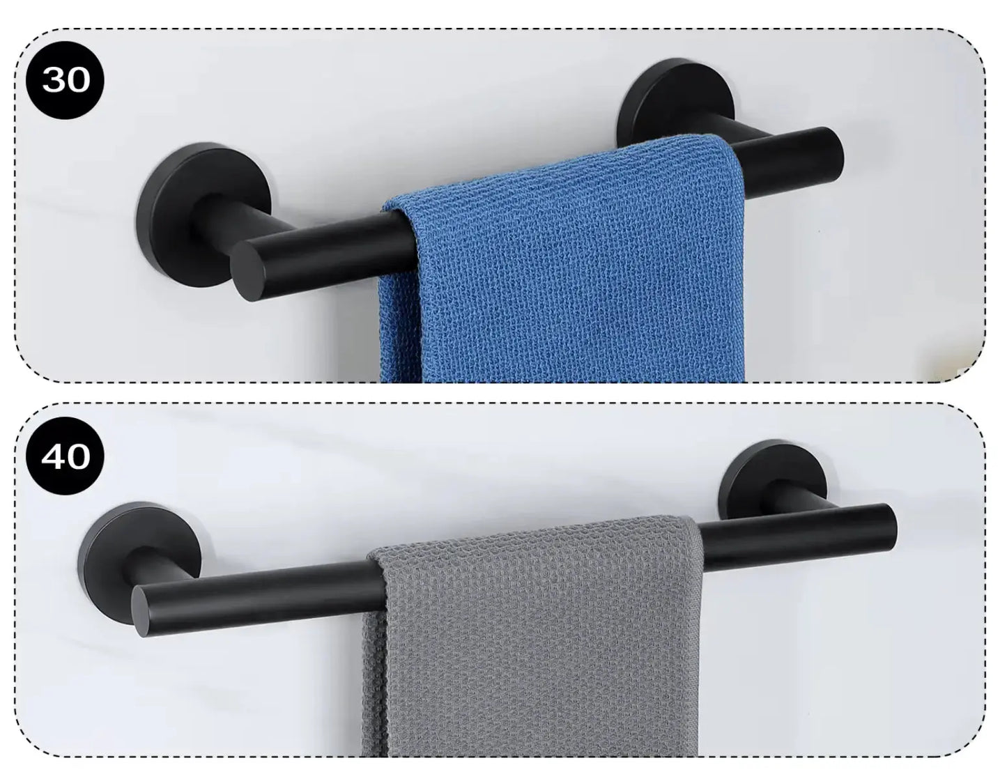 SaniSupreme Brasil Badkamer handdoekrek handdoekstang mat zwart rond 40 cm.