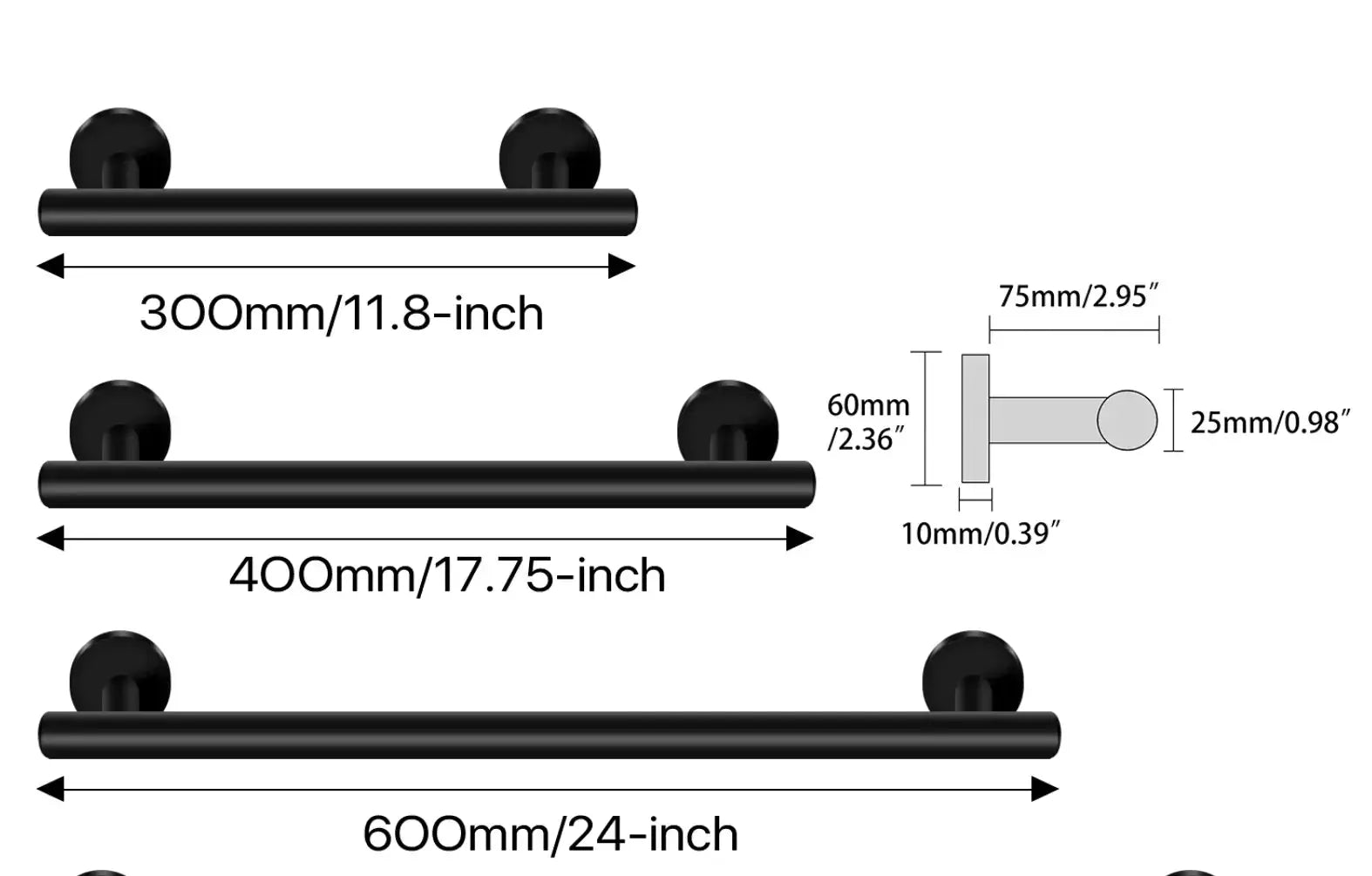 SaniSupreme Brasil Badkamer handdoekrek handdoekstang mat zwart rond 40 cm.
