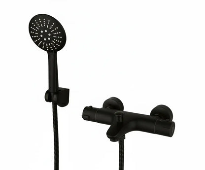 SaniSupreme Brasil opbouw bad doucheset met handdouche 12 cm mat zwart rond