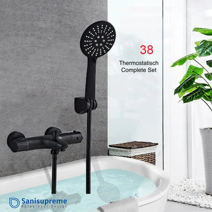 SaniSupreme Brasil opbouw bad doucheset met handdouche 5 inch mat zwart rond