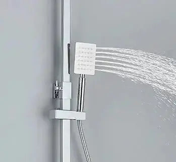 SaniSupreme California Premium opbouw bad doucheset met baduitloop 4 weg 30 cm. regendouche chroom vierkant