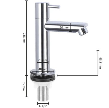 SaniSupreme chroom koudwater kraan/fonteinkraan toilet rechte uitloop