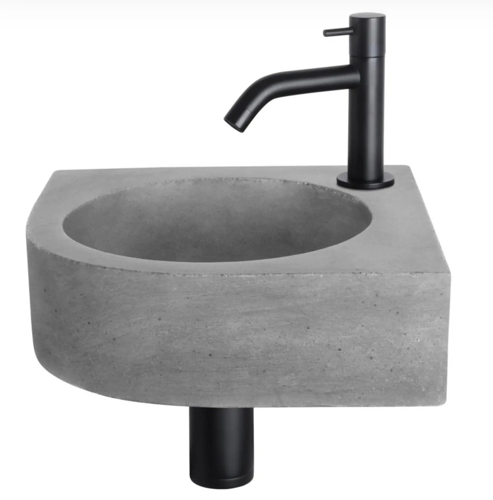 SaniSupreme - Cleo Fonteinset – Beton donkergrijs – Kraan gebogen mat zwart