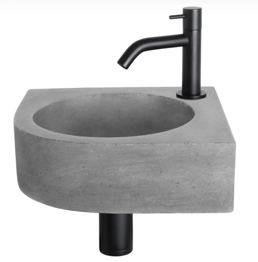 SaniSupreme - Cleo Fonteinset – Beton donkergrijs – Kraan gebogen mat zwart