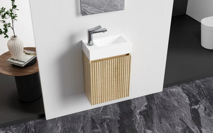 SaniSupreme Complete Fonteinset Licht Eiken onderkast Zwart