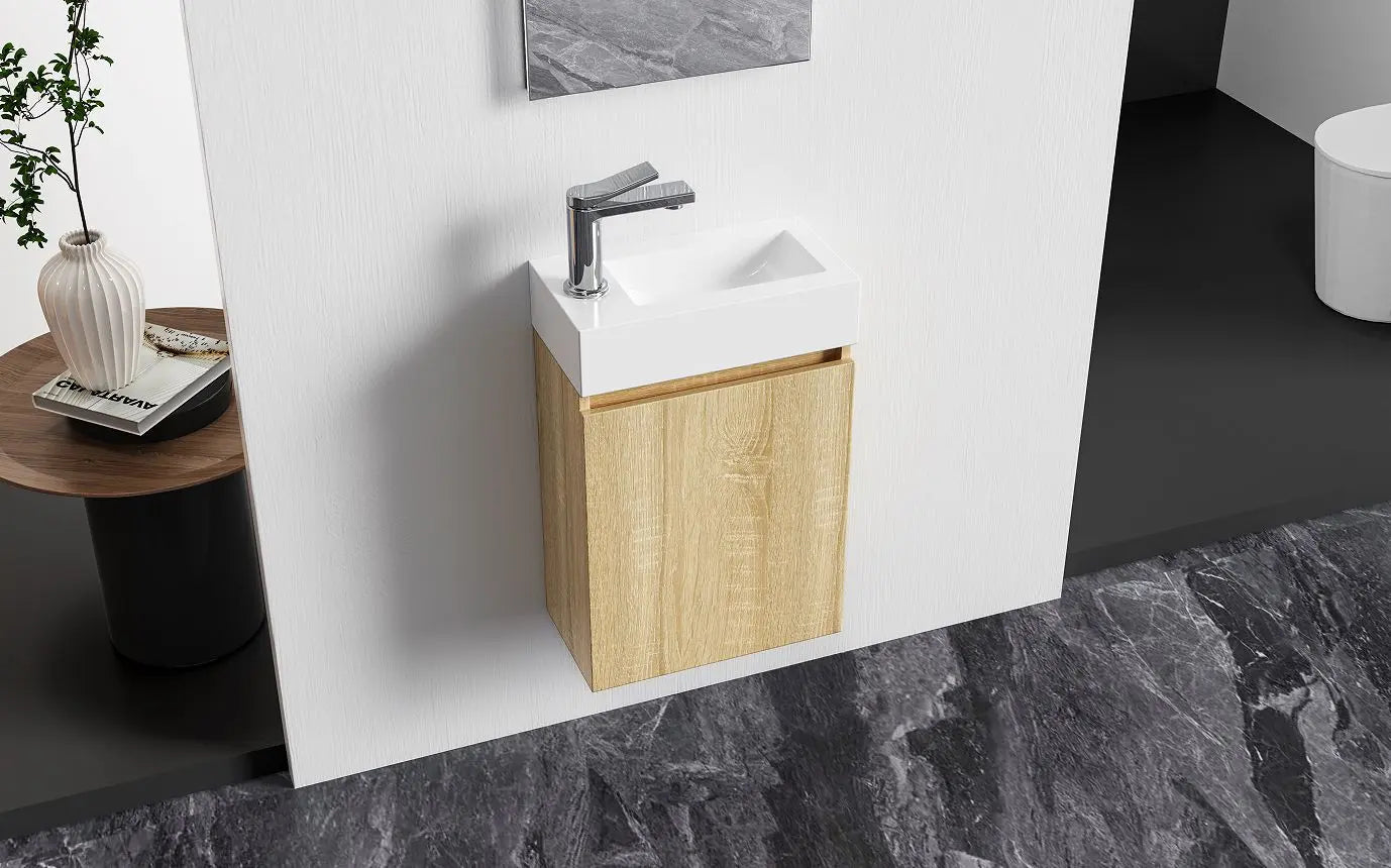 Sanisupreme complete toiletmeubelset Zyro 40,5X22,5 cm Licht Eiken/Glanzend Wit