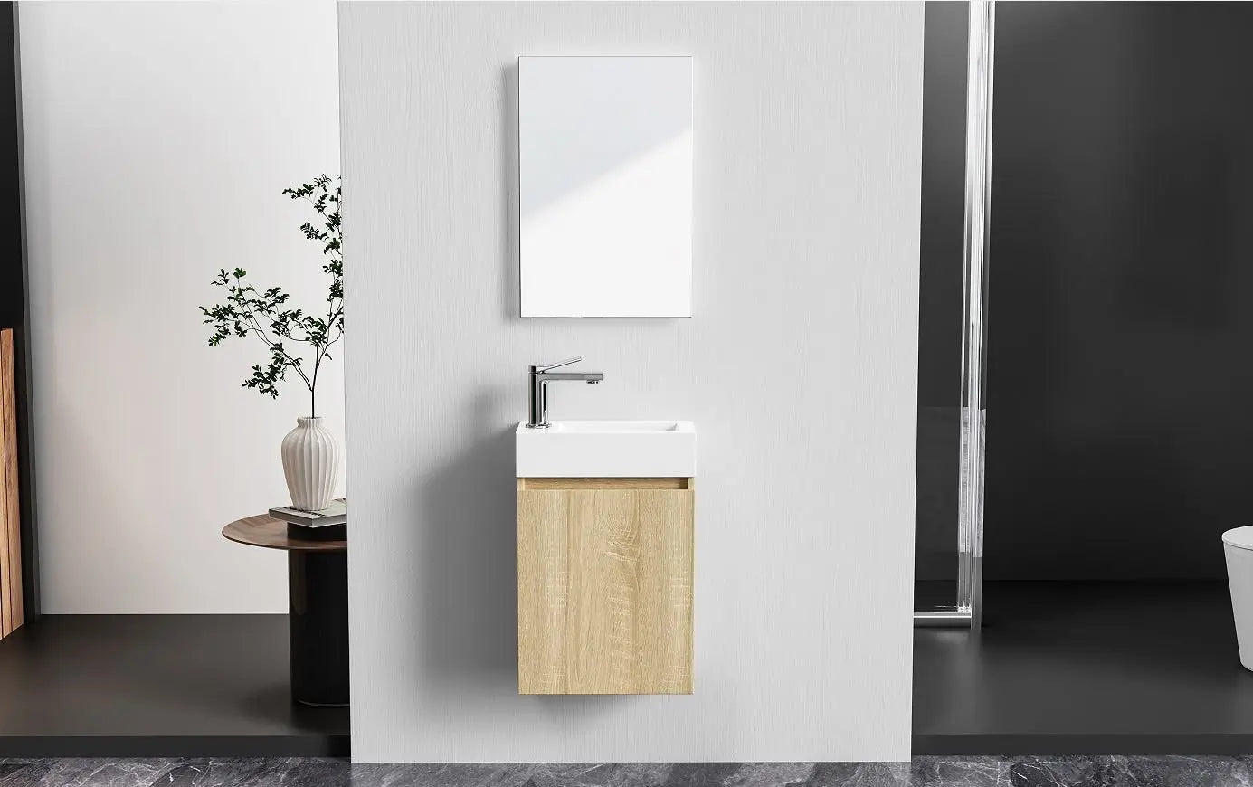 Sanisupreme complete toiletmeubelset Zyro 40,5X22,5 cm Licht Eiken/Glanzend Wit