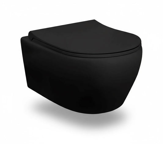 SaniSupreme Creavit Pro Series wandcloset toilet wc Spoelrandloos excl. softclose zitting 51 x 35 cm x 34 cm Mat Zwart