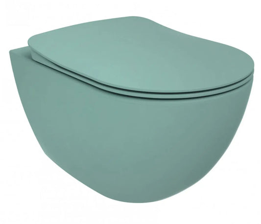 SaniSupreme Creavit RIMOFF Series wandcloset toilet wc Spoelrandloos 50.5 x 35.5cm x 34.5cm Groen