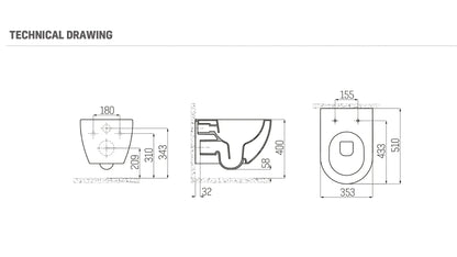 SaniSupreme Creavit Series wandcloset toilet wc 50.5 x 35.5cm x 34.5cm Mat Cappucino