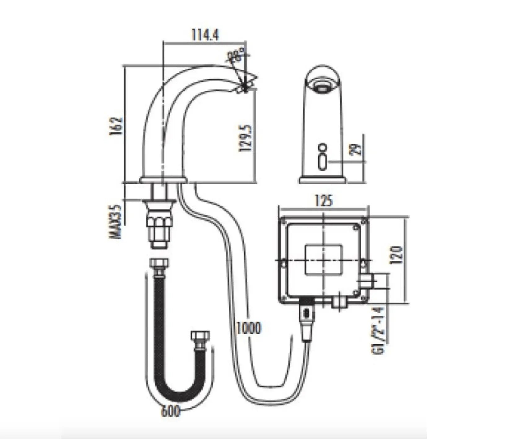 SaniSupreme Creavit Wastafel kraan opbouw Wit met automatische sensor 16 cm koud water