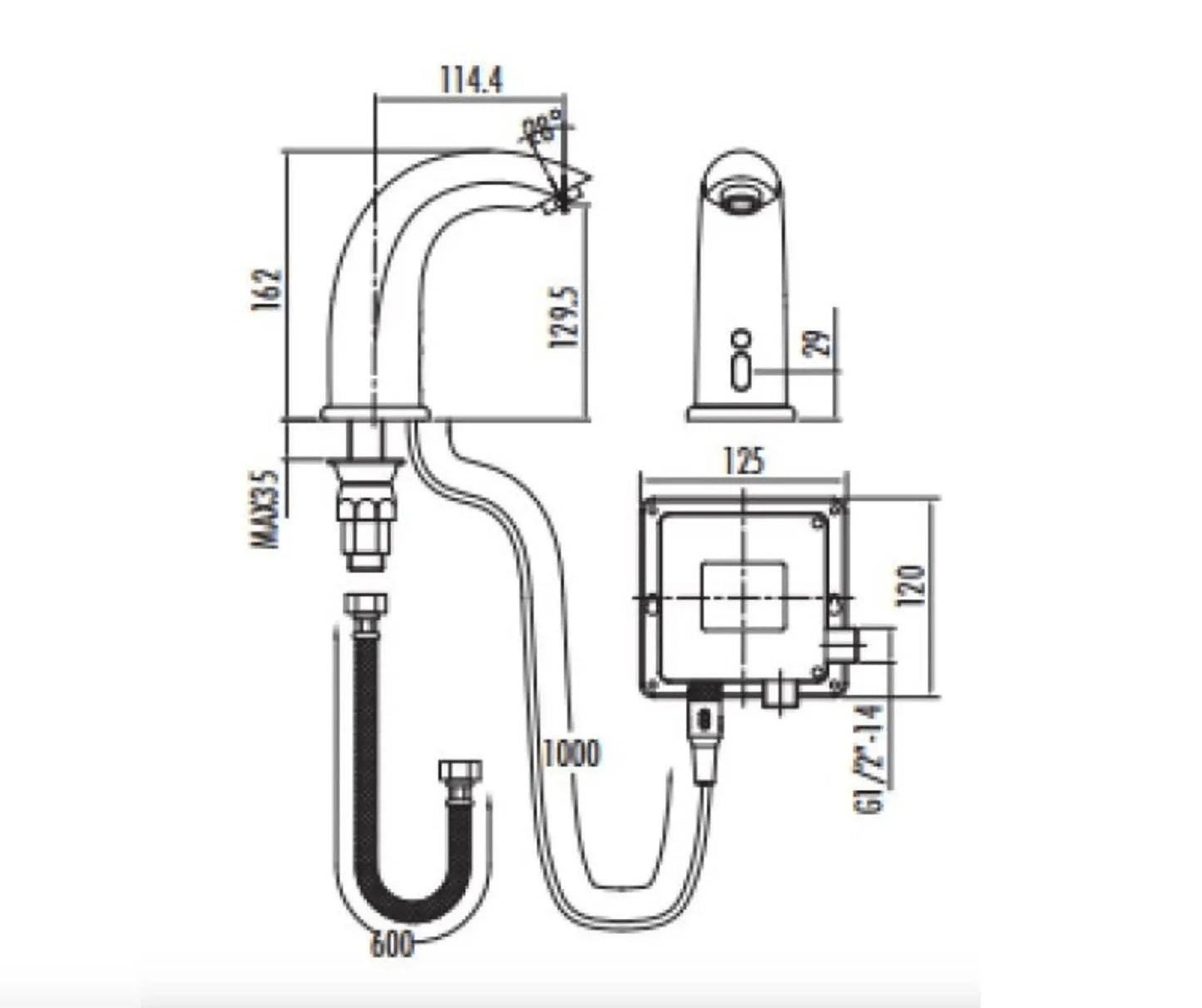 SaniSupreme Creavit Wastafel kraan opbouw Zwart met automatische sensor 16 cm koud water