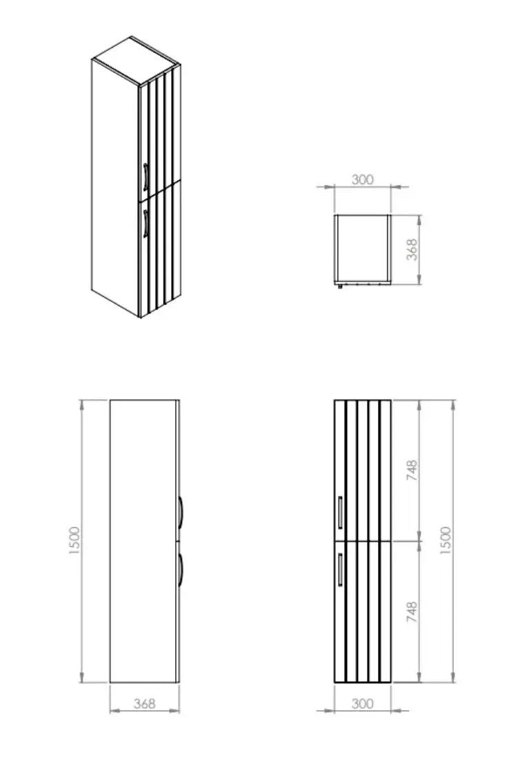 Sanisupreme D10 Hoge Kast 150x30CM - Gelakt Wit