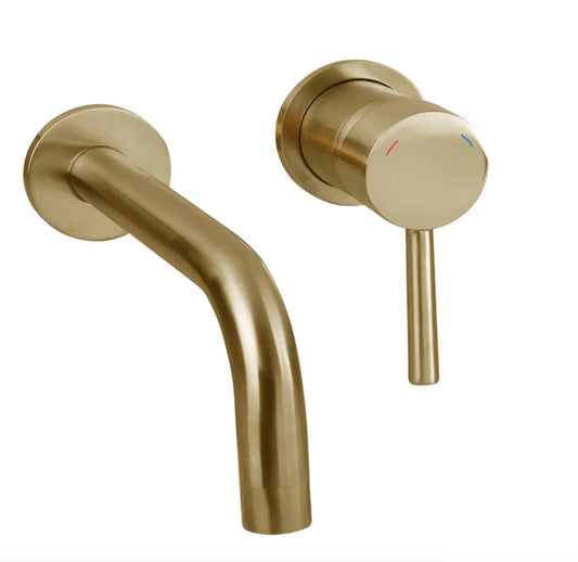 SaniSupreme® Differnz inbouw wastafelkraan mengkraan koud - warm keramisch geborsteld goud