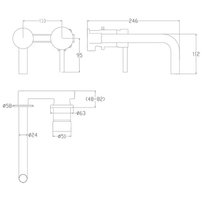 SaniSupreme® Differnz inbouw wastafelkraan mengkraan koud - warm keramisch Koper