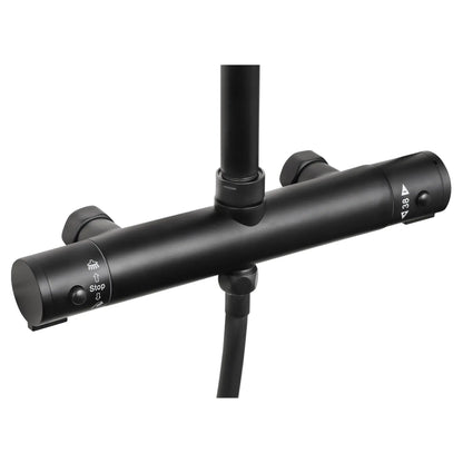 SaniSupreme Differnz ThermoPlus opbouw doucheset 25 cm. regendouche mat zwart rond