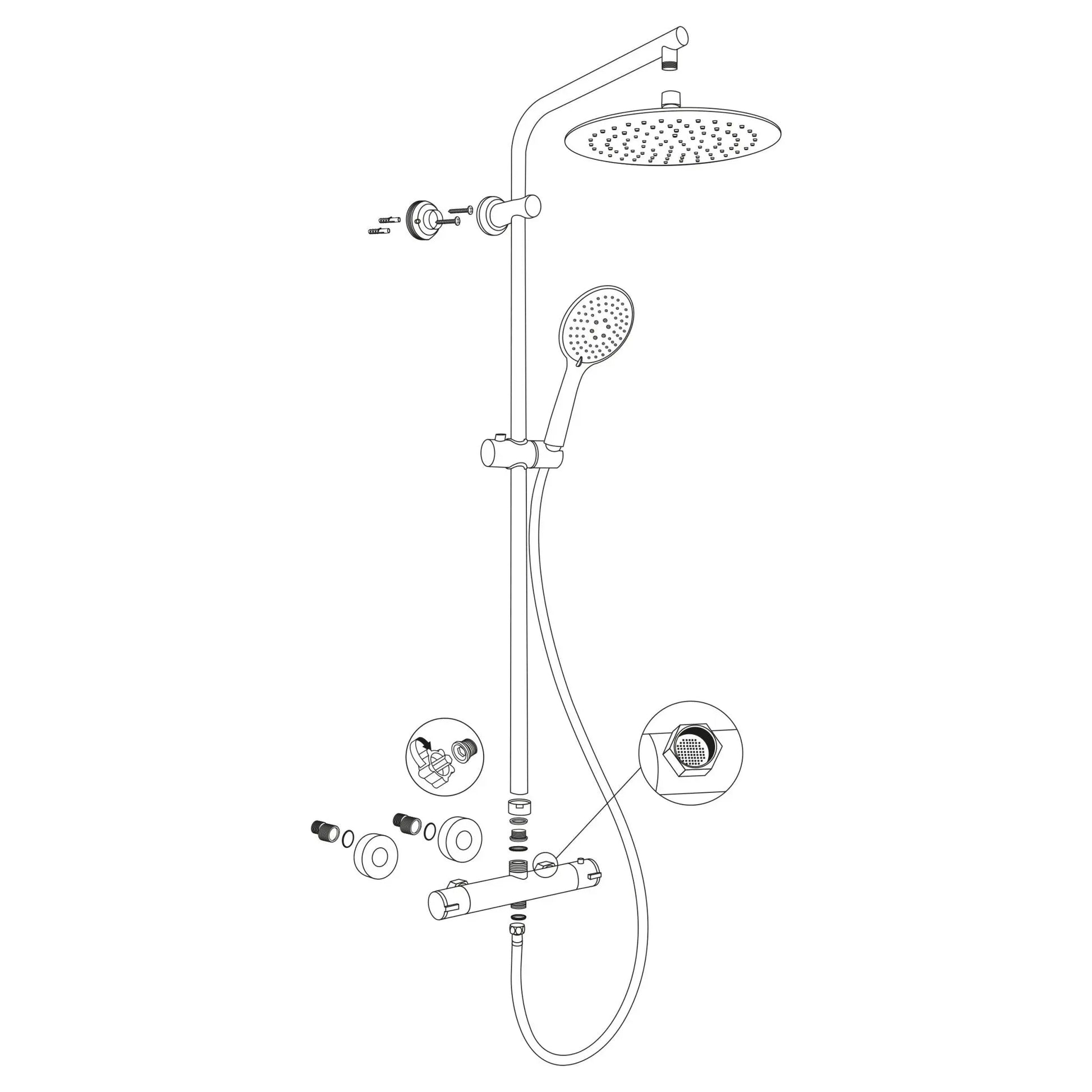 SaniSupreme Differnz ThermoPlus opbouw doucheset 25 cm. regendouche mat zwart rond