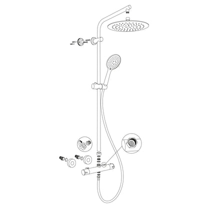 SaniSupreme Differnz ThermoPlus opbouw doucheset 25 cm. regendouche mat zwart rond