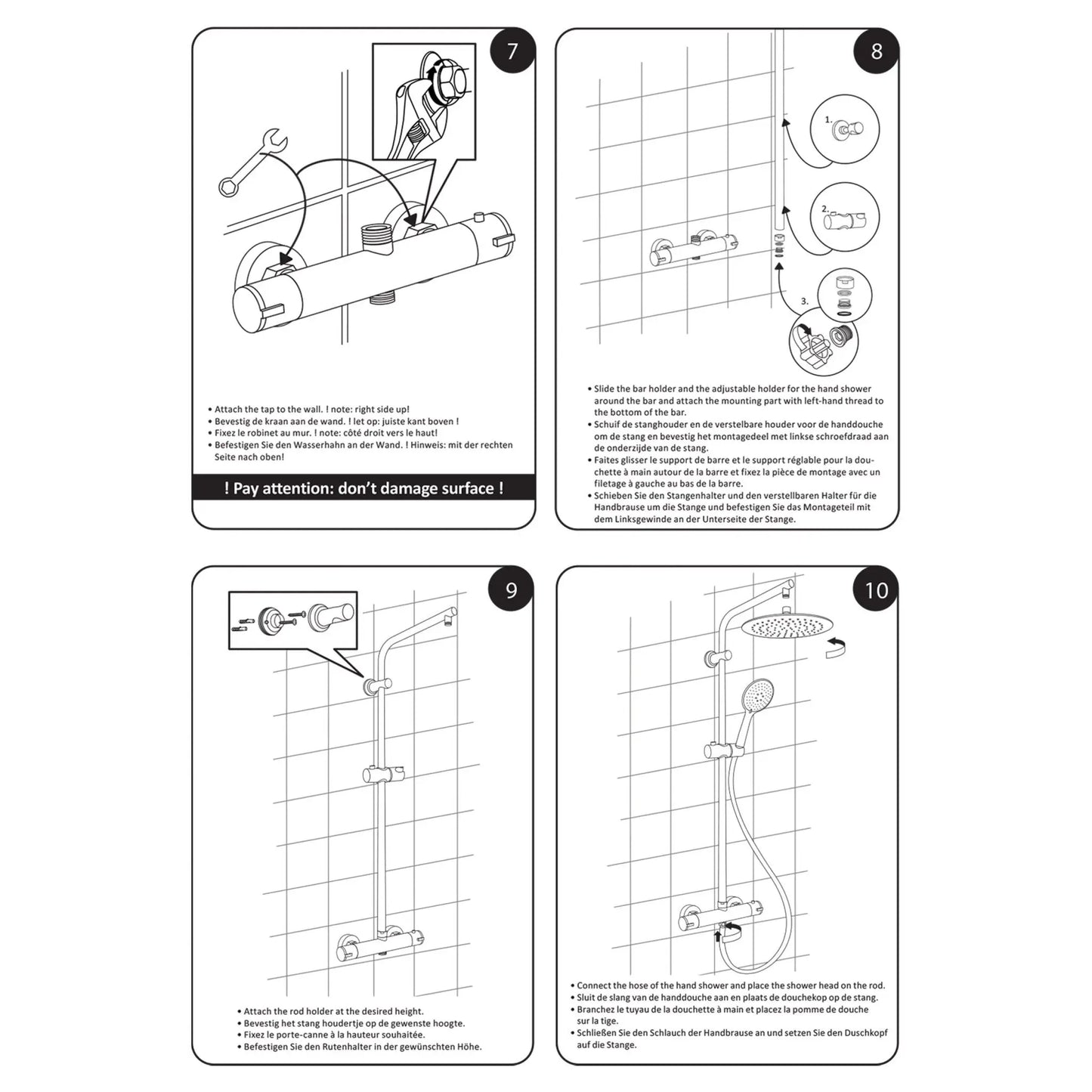 SaniSupreme Differnz ThermoPlus opbouw doucheset 25 cm. regendouche mat zwart rond