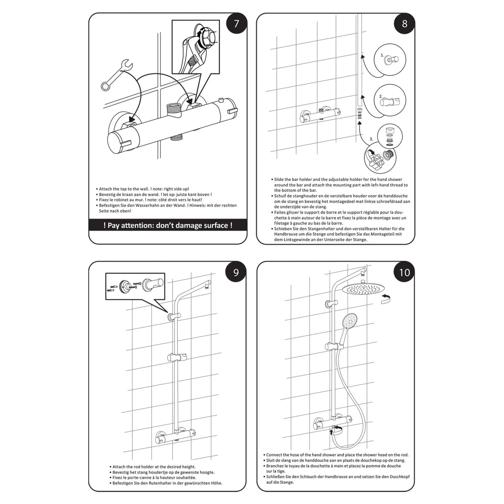 SaniSupreme Differnz ThermoPlus opbouw doucheset 25 cm. regendouche mat zwart rond