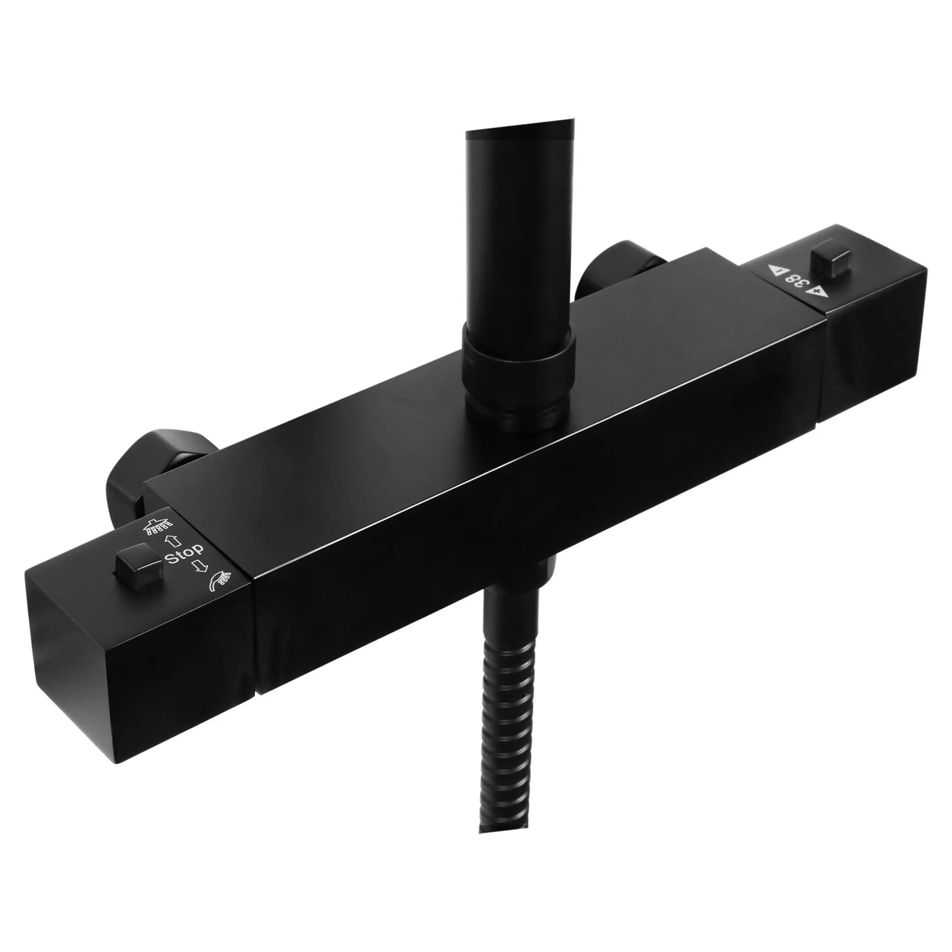 SaniSupreme Differnz ThermoPlus opbouw doucheset 25x25cm. regendouche mat zwart vierkant