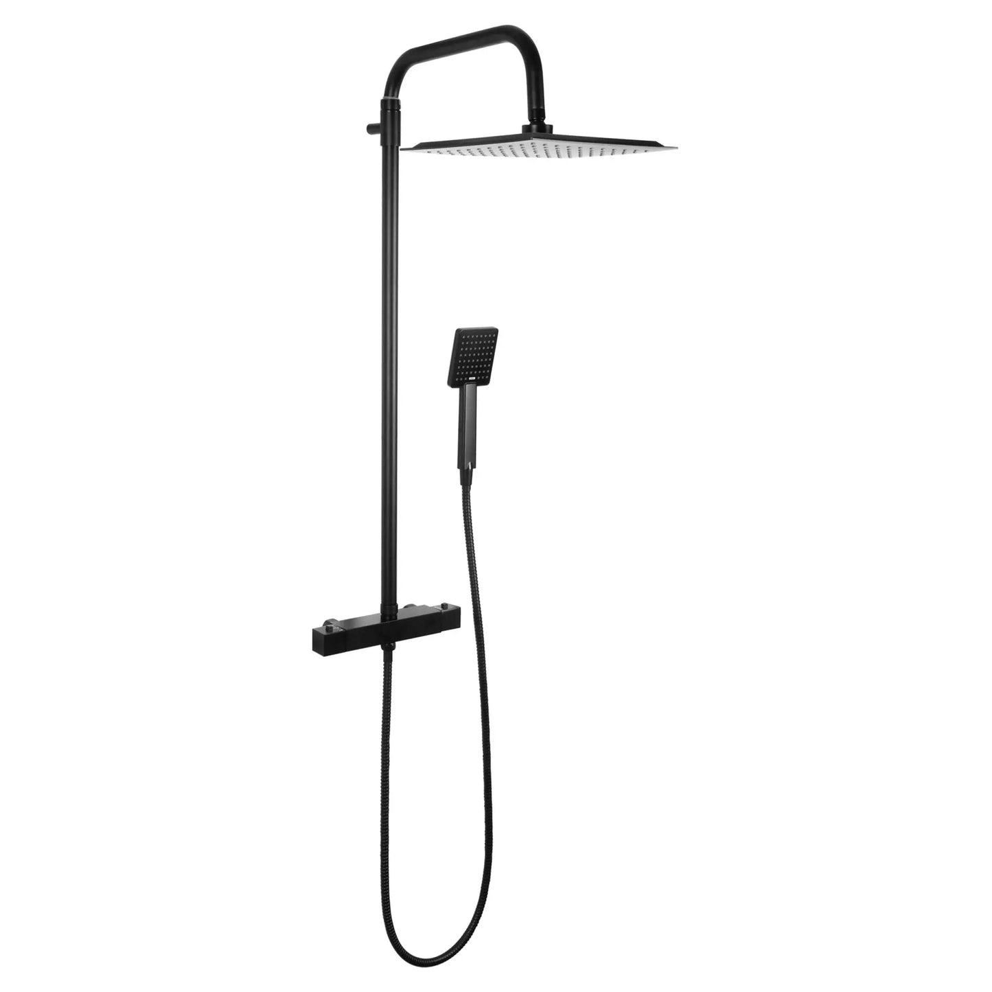 SaniSupreme Differnz ThermoPlus opbouw doucheset 25x25cm. regendouche mat zwart vierkant