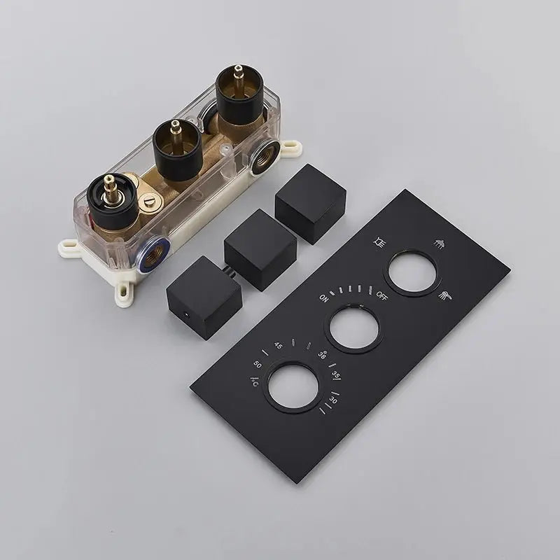 SaniSupreme Doucheset BlackLine Wellness regendouche en waterval vierkant 3 - weg zwart inbouw