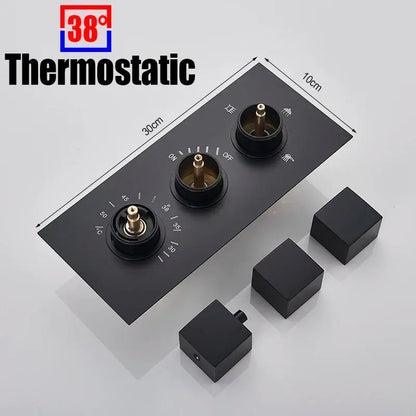 SaniSupreme Doucheset BlackLine Wellness regendouche en waterval vierkant 3 - weg zwart inbouw