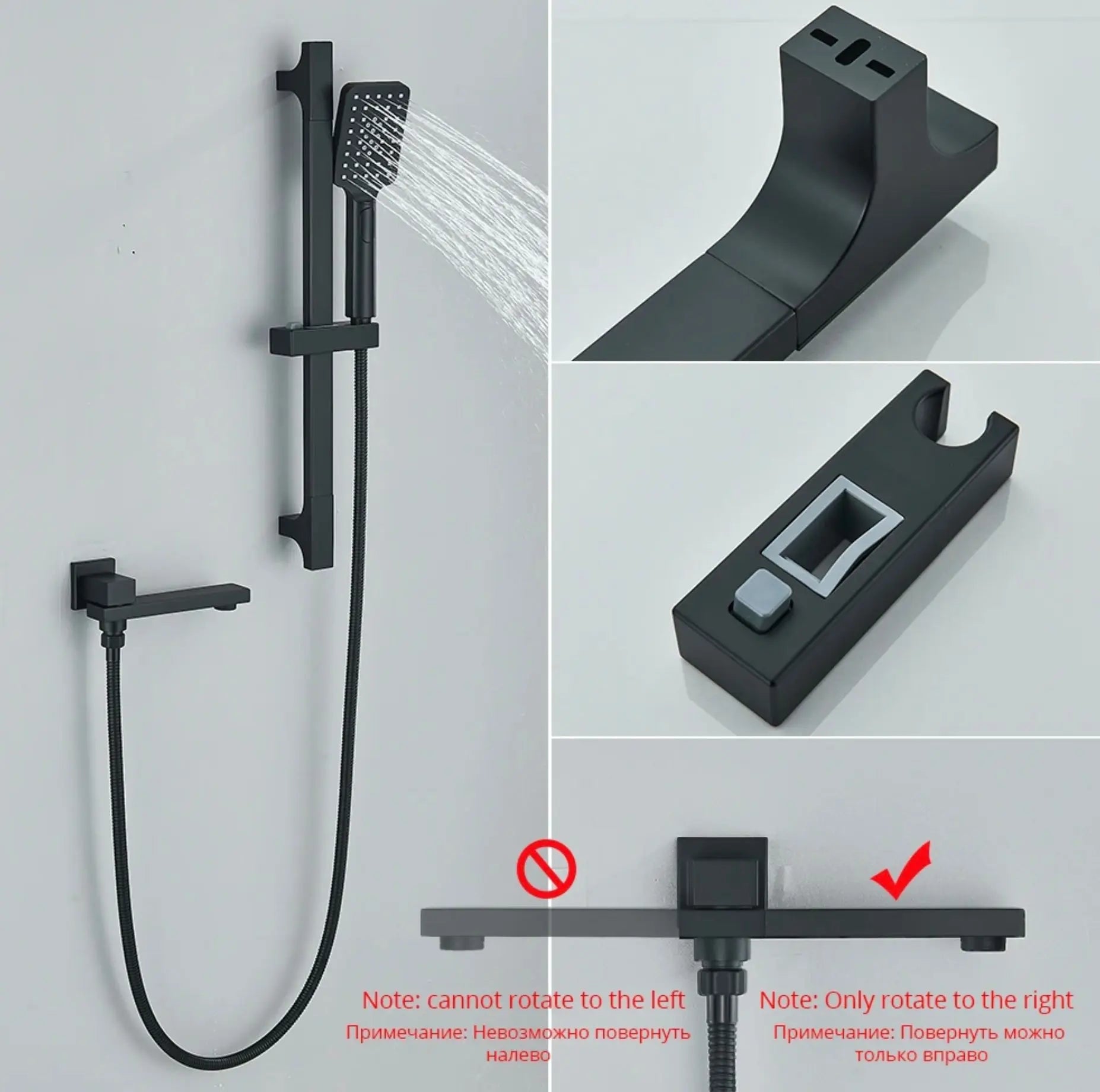 SaniSupreme Doucheset Firenze 16 inch - 40 cm. regendouche vierkant 3 - weg zwart inbouw