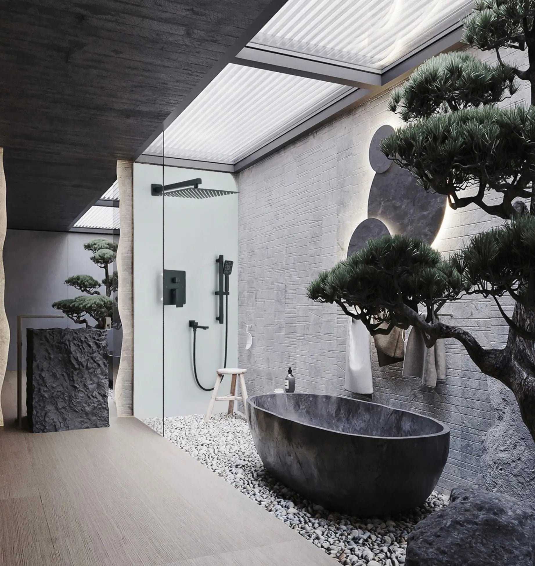 SaniSupreme Doucheset Firenze 16 inch - 40 cm. regendouche vierkant 3 - weg zwart inbouw